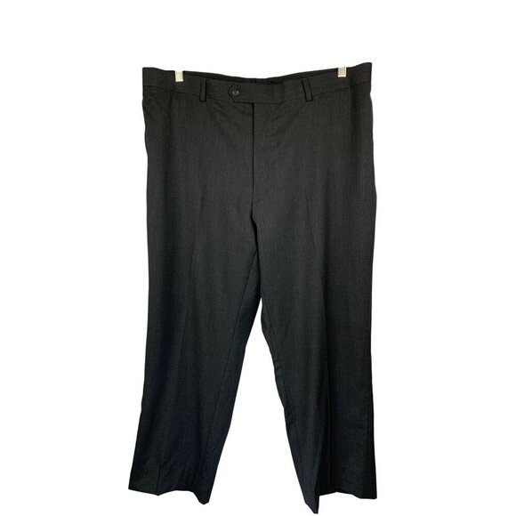 Joseph & Feiss Mens Dress Pants 44 Short / 42 Waist Charcoal Gray Herringbone Wo - Picture 1 of 5